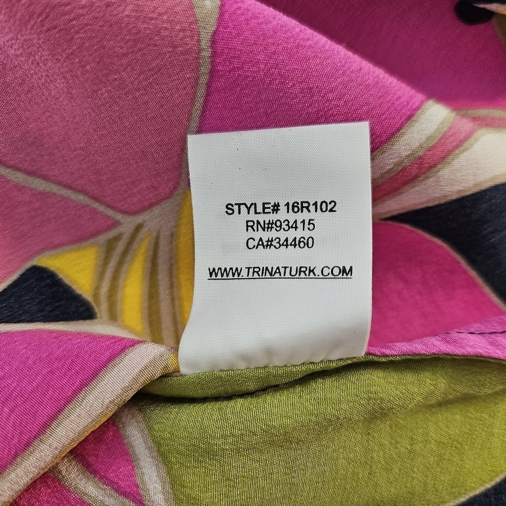 Trina Turk Kahe One Shoulder Floral Silk Top With Ruffle Overlay *Pink Spots* M - Picture 7 of 14